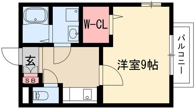 ウエストベル(1K/1階)の間取り写真