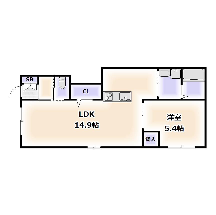 MICHIS HEIM(1LDK/1階)の間取り写真