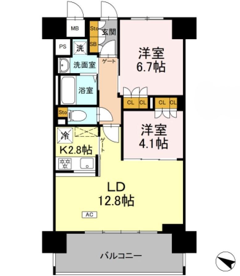 リーラ横浜川和町(2LDK/6階)の間取り写真