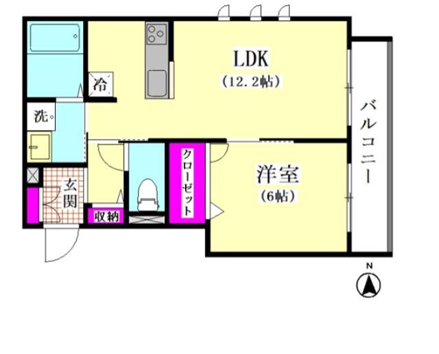 ドエル西糀谷(1LDK/4階)の間取り写真