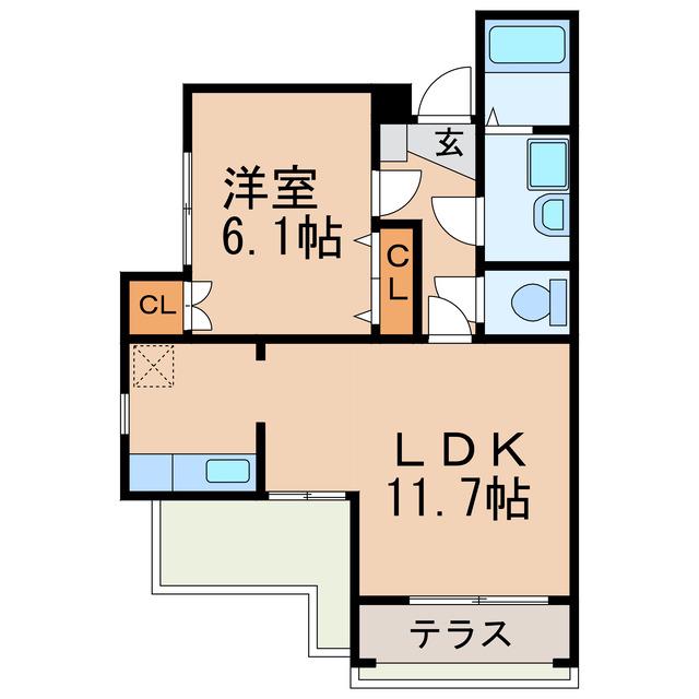 アンフォーレ(1LDK/1階)の間取り写真
