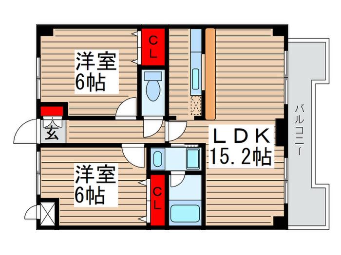 クレスタ妙典(2LDK/5階)の間取り写真