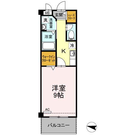 OCEAN TERRACE(1K/2階)の間取り写真