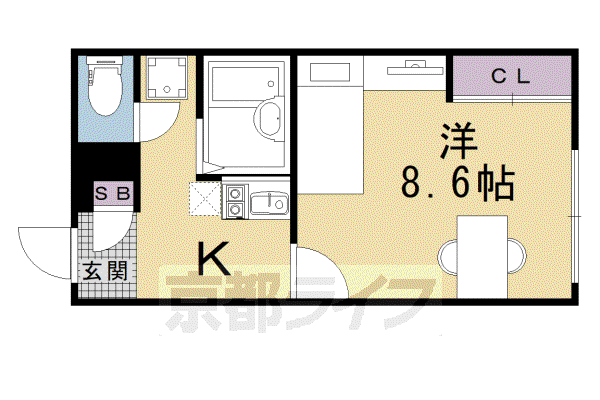 レオパレスアルモニ2番館(1K/3階)の間取り写真
