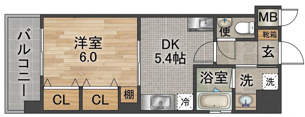 グロースメゾン博多山王(1DK/2階)の間取り写真