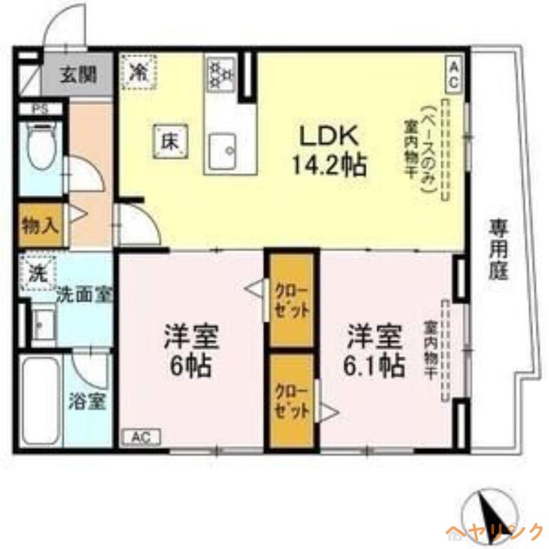 セレスティア唐山町(2LDK/1階)の間取り写真