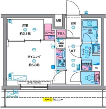 ジェノヴィア竹ノ塚(1DK/5階)の間取り写真