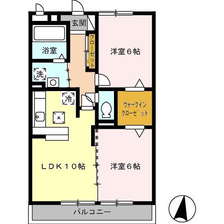 ラピュタ(2LDK/1階)の間取り写真
