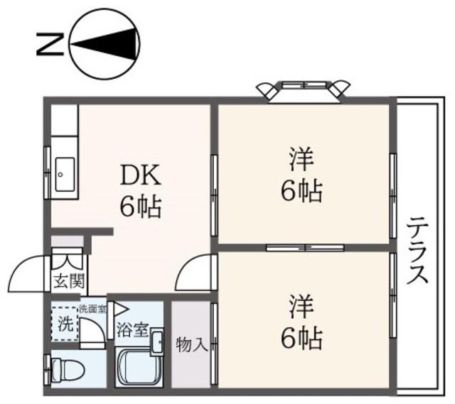 エステートピア加藤(2DK/1階)の間取り写真
