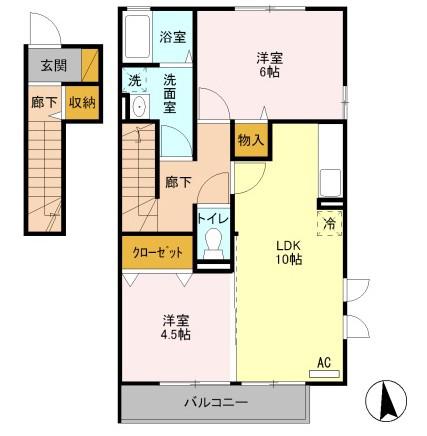 メゾンルミエール(2LDK/2階)の間取り写真