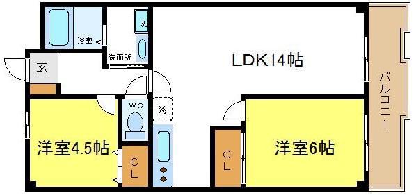 コープシティ公園南(2LDK/3階)の間取り写真