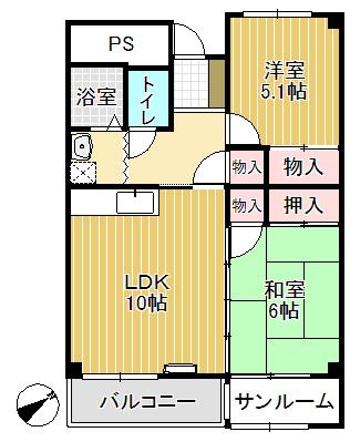 クオーレ(2LDK/3階)の間取り写真