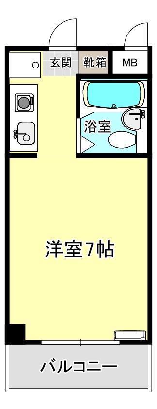 ウイングス北平野(1K/2階)の間取り写真