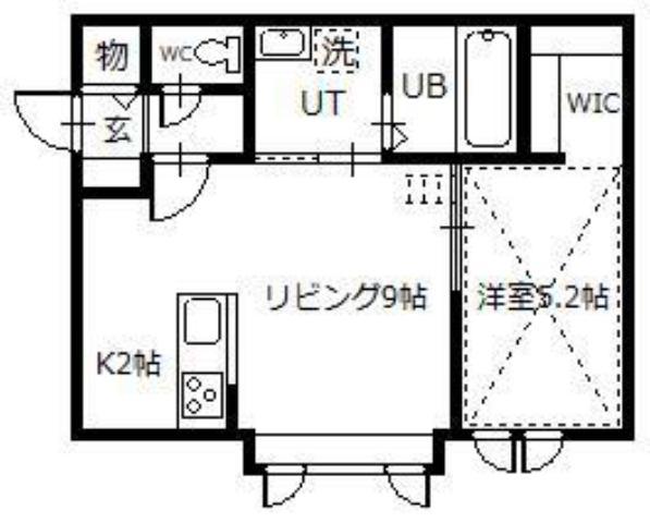 ヴェルヒュッテふらの栄町(1LDK/2階)の間取り写真