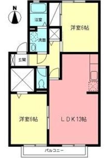 ルミエールA(2LDK/1階)の間取り写真