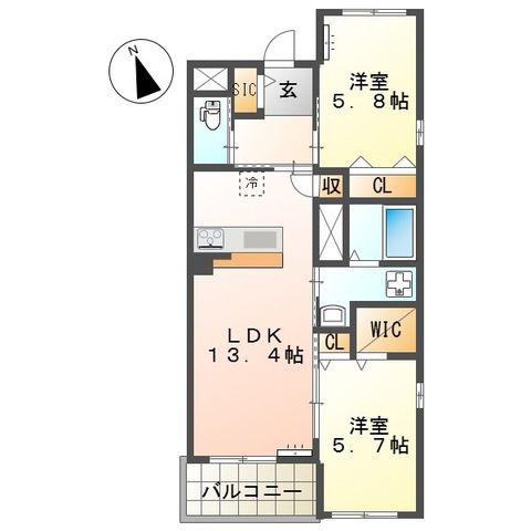 LA MAISON DU REVE (2LDK/2階)の間取り写真
