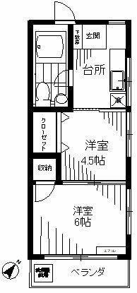 コーポたけうち(2DK/2階)の間取り写真