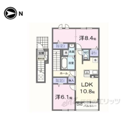 クラール倉治C(2LDK/2階)の間取り写真