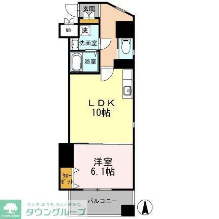 カスタリア志賀本通(1LDK/12階)の間取り写真