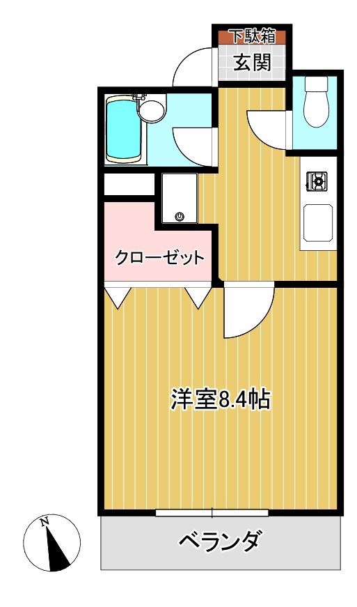 アンソレイユ宮前平(1K/1階)の間取り写真