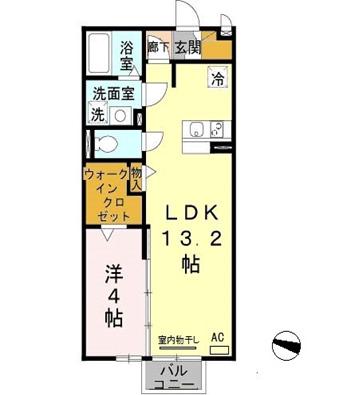 ラ・フォーレ名倉(1LDK/2階)の間取り写真