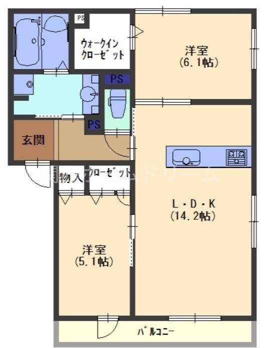 KレジデンスビューII(2LDK/1階)の間取り写真
