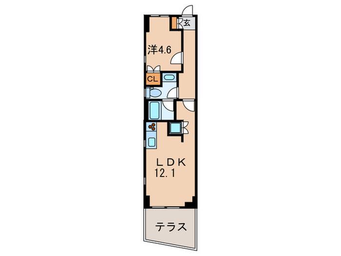 パシフィックコート中延(1LDK/1階)の間取り写真