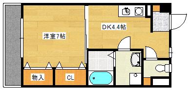 グリーンヒルズA棟(1DK/2階)の間取り写真