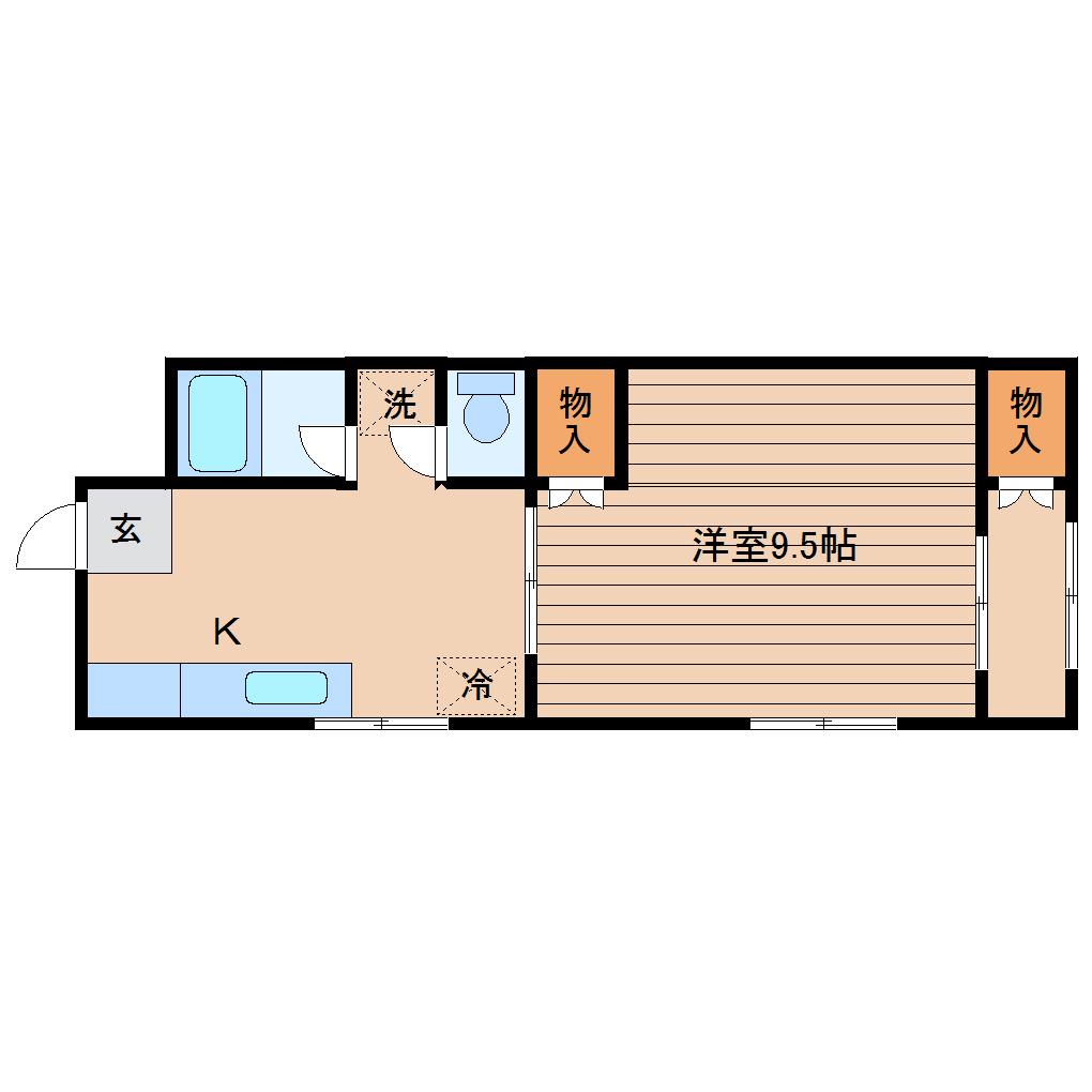 コーポラス秋山(1SK/2階)の間取り写真