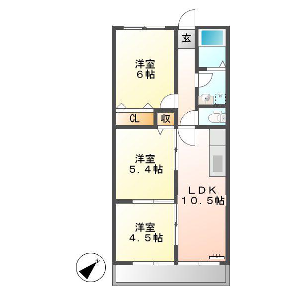 プロビデンス日比野(3LDK/3階)の間取り写真