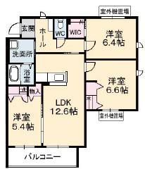 グランマスト高柳 A棟(3LDK/2階)の間取り写真
