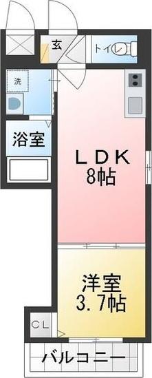 クラール川名(1LDK/2階)の間取り写真