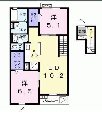 ヴェルー・エムズガーデン(2LDK/4階)の間取り写真