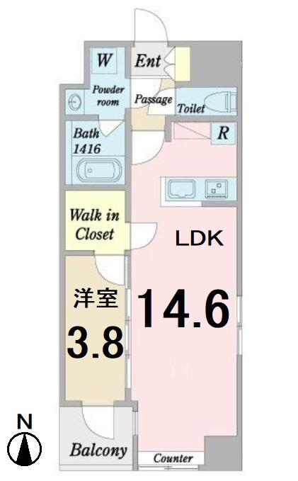 グリュック平和(1LDK/6階)の間取り写真
