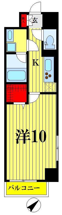 ラディエ プラージュ(1K/4階)の間取り写真