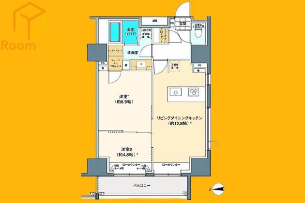 パークハビオ東中野(2LDK/13階)の間取り写真
