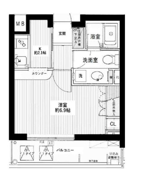 ヴァンテアンライフ高円寺壱番館(1K/1階)の間取り写真
