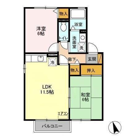 クレストC(2LDK/2階)の間取り写真