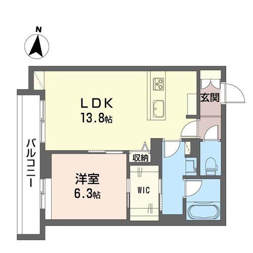 プラム シトレース(1LDK/1階)の間取り写真