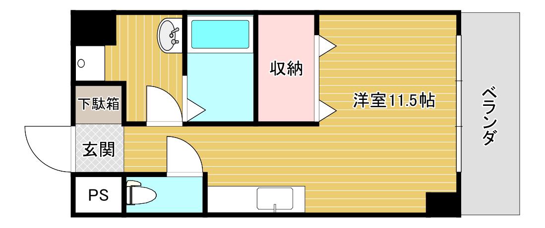 MARUビル205(ワンルーム/2階)の間取り写真