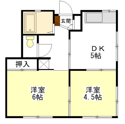 コテージT(2DK/2階)の間取り写真