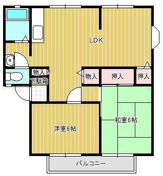 サンビレッジ白金A棟(2LDK/1階)の間取り写真
