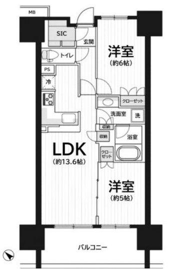 東京ミッドベイ勝どき(2LDK/4階)の間取り写真