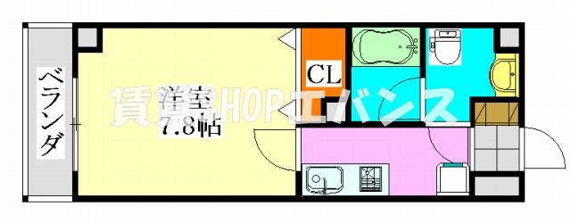 シースクエア奏の杜(1K/3階)の間取り写真