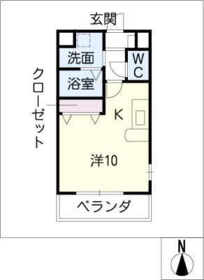 エテルノII(ワンルーム/2階)の間取り写真