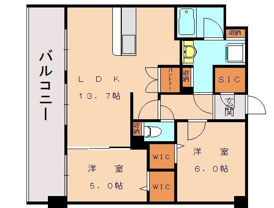 DIOSA東郷駅前(2LDK/4階)の間取り写真