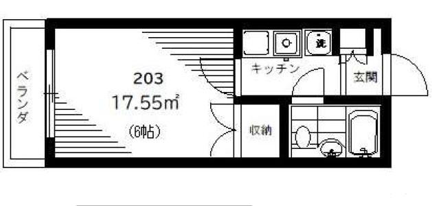 フローラ鶴見(1K/2階)の間取り写真