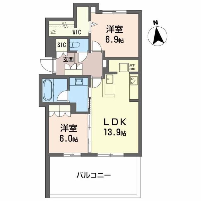 シャーメゾン西岐阜アバンセ(2LDK/1階)の間取り写真
