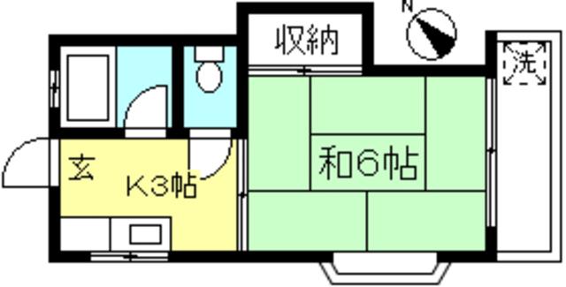 第5千歳荘(1K/2階)の間取り写真