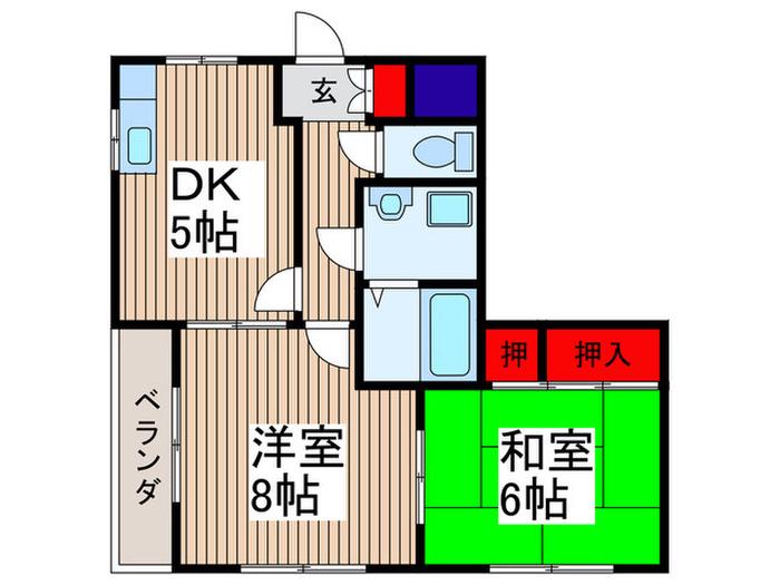 オータムビレッジ1(2DK/3階)の間取り写真